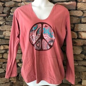 NWT Garment Dyed Peace Love Hoodie